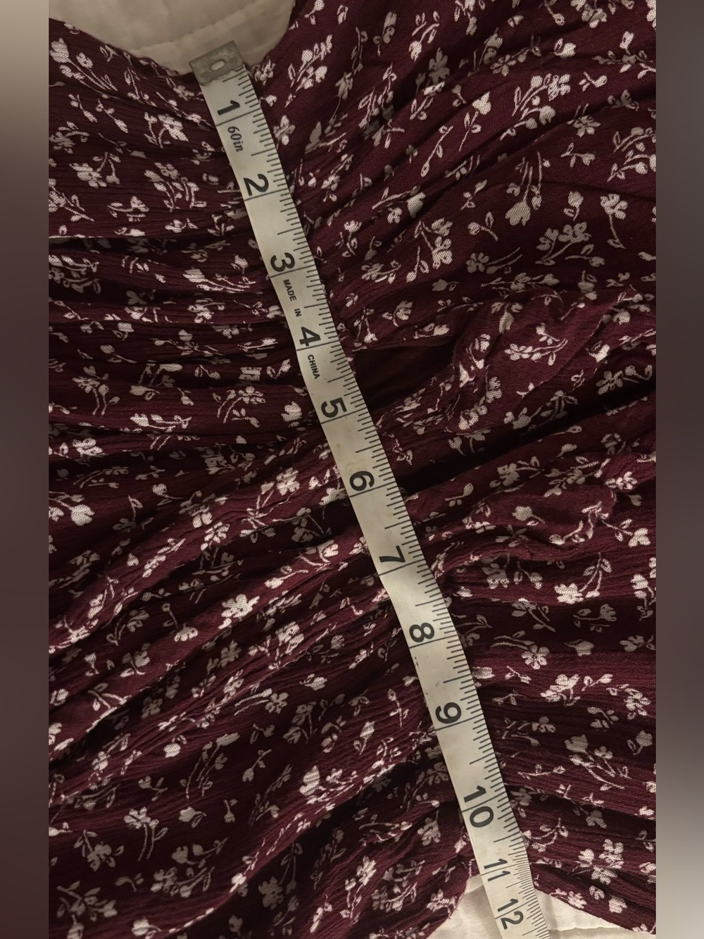 Abercrombie & Fitch Floral High Low Midi Dress L Burgundy White Tie Front Cutout - Picture 10 of 12